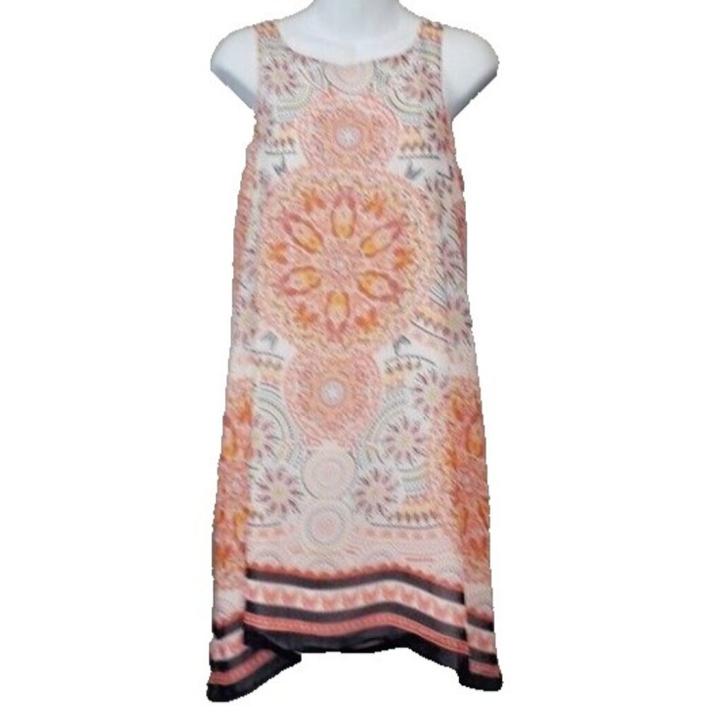 Max Studio Womens Asymmetric Dress XS Pink Floral Sleeveless Cottagecore BOHO‎